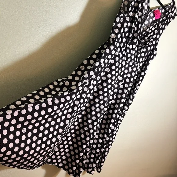 Torrid 3 Betsey Johnson Black & White Polka Dot Poplin Fit & Flare Dress - Picture 13 of 13
